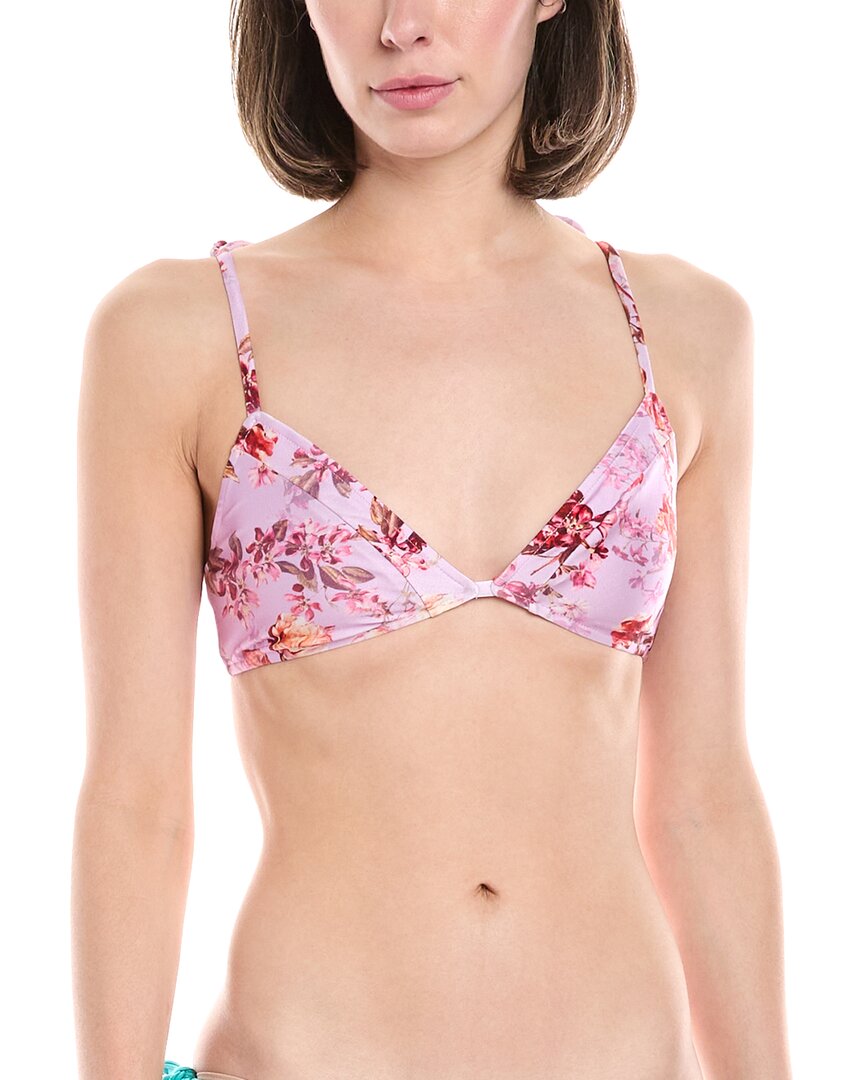 Patbo Floral Haze String Bikini Top Purple