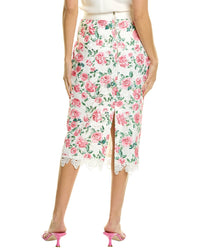 Gracia Floral-Lace Slit-Back Bodycon Midi Skirt