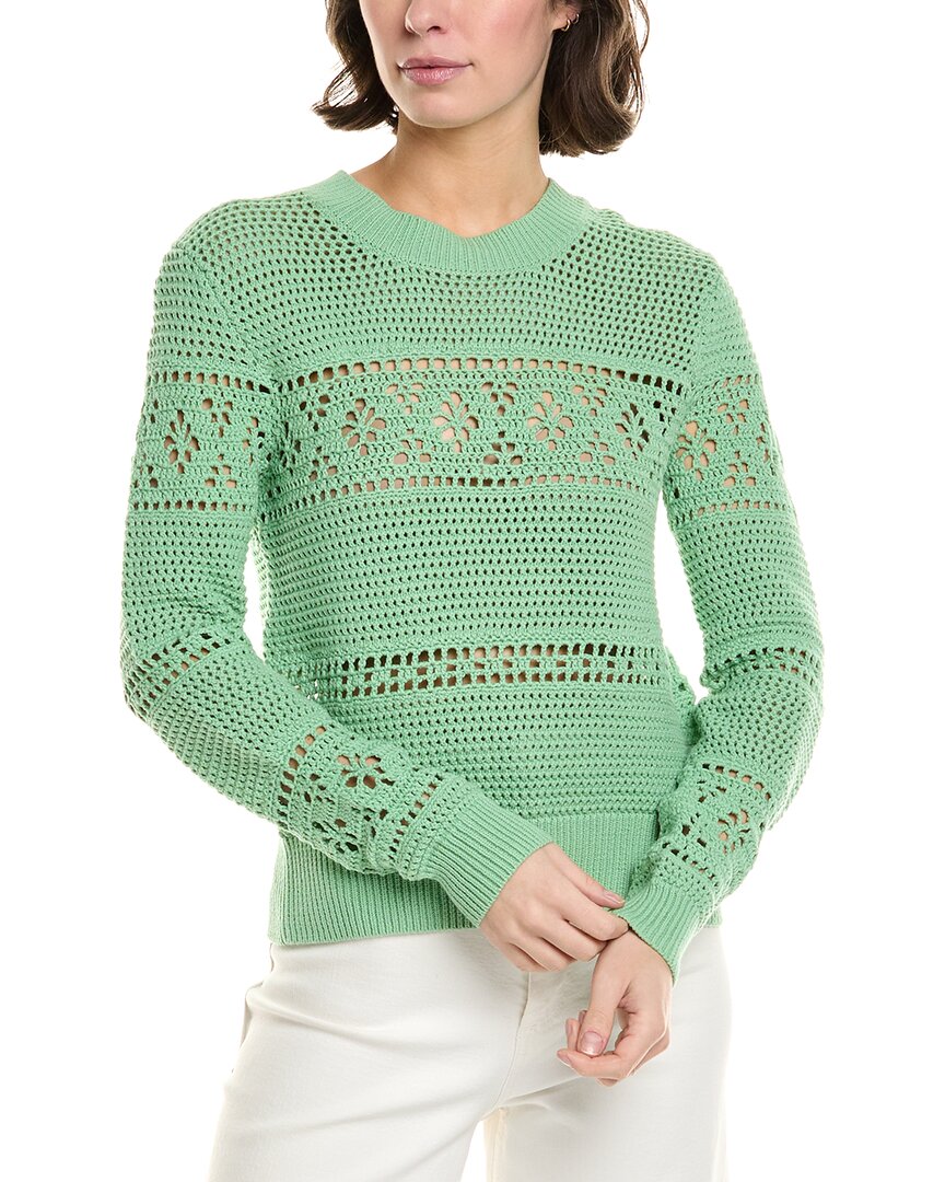 27 Miles Malibu Crochet Sweater Regular 0 (XS) Green