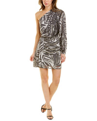 Iro Nimas Silk-Blend Cocktail Dress Grey Multi 34