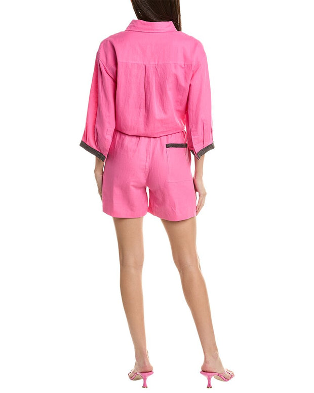 Beulah 2Pc Linen-Blend Shirt & Short Set