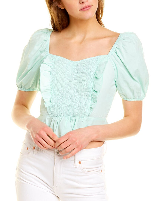 Destinaire Smocked Ruffle Top