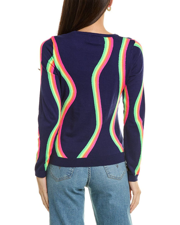 Wispr Wave Stripe Crewneck Silk-Blend Sweater