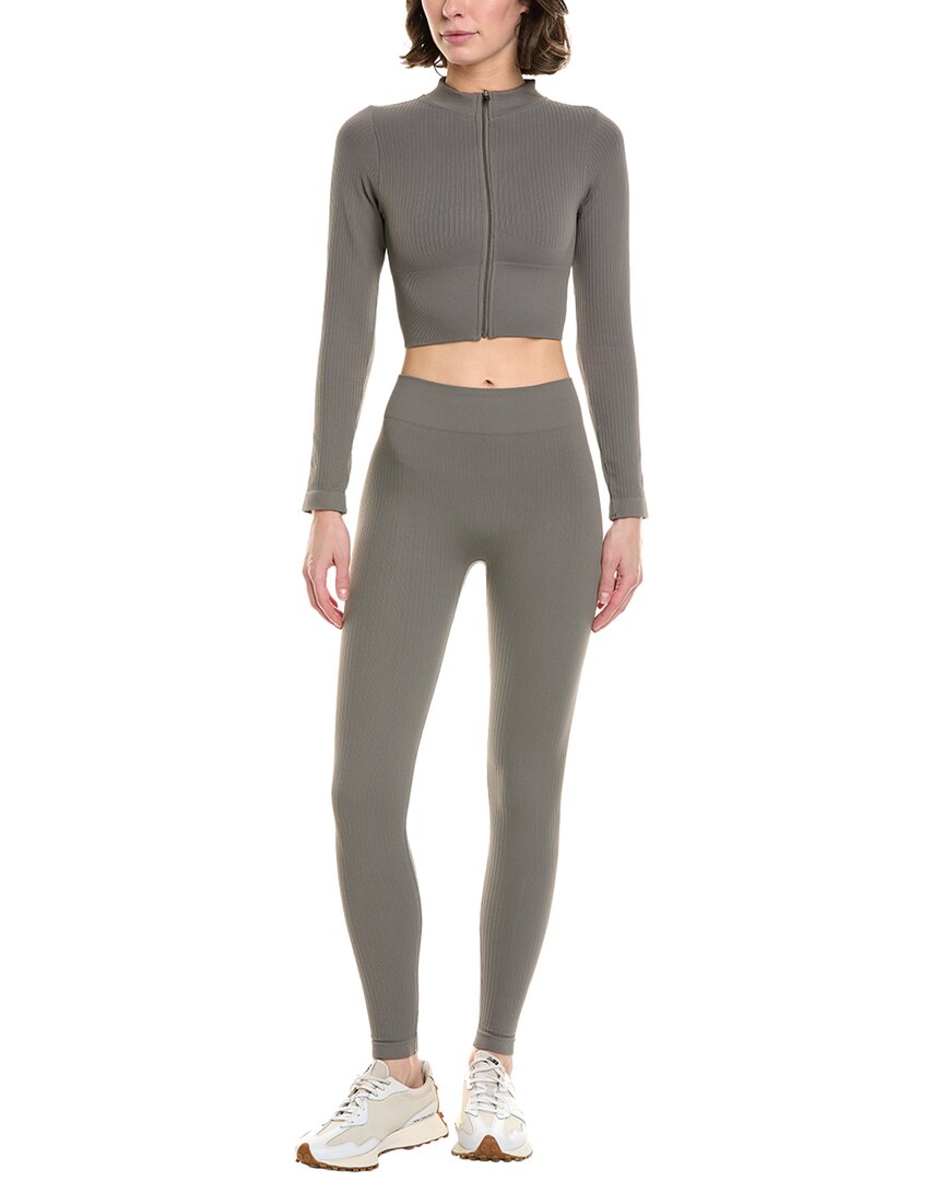 Marion 2Pc Zip Crop Top & Pant Set
