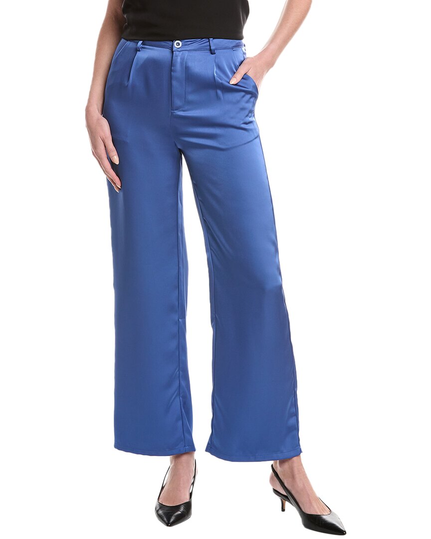 Gracia Satin Wide Leg Dress Pant Blue