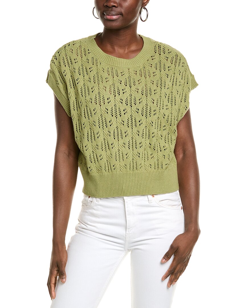 Cece Pointelle Sweater Green