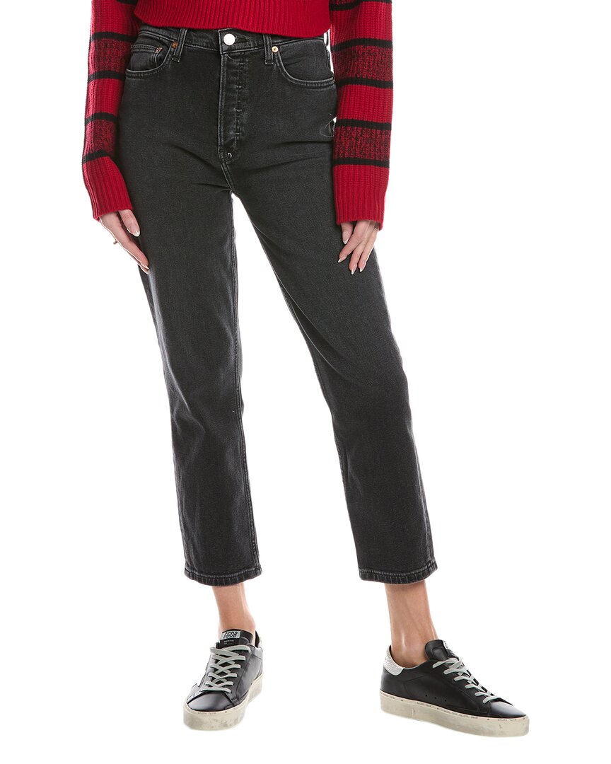 Re/Done 90'S High-Rise Washed Noir Ankle Crop Jean Black
