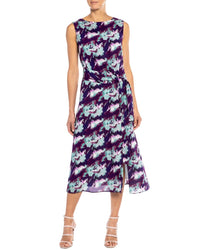Santorelli Dori Silk-Blend A-Line Dress 38 Purple