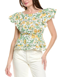 Derek Lam 10 Crosby Delphine Ruffle Blouse Yellow