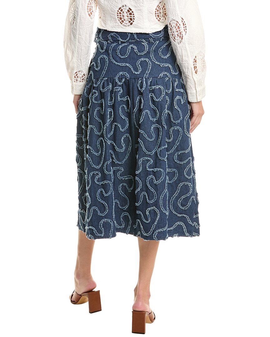 Gracia Denim Distress Midi Skirt