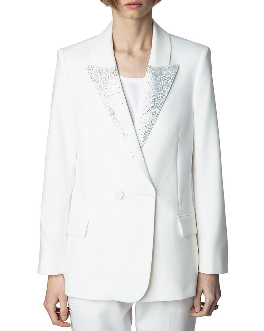 Zadig & Voltaire Visit Tailleur Strass Rain Blazer White