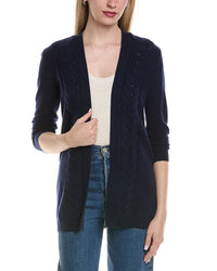 Sofiacashmere Braided Cable Wool & Cashmere-Blend Cardigan