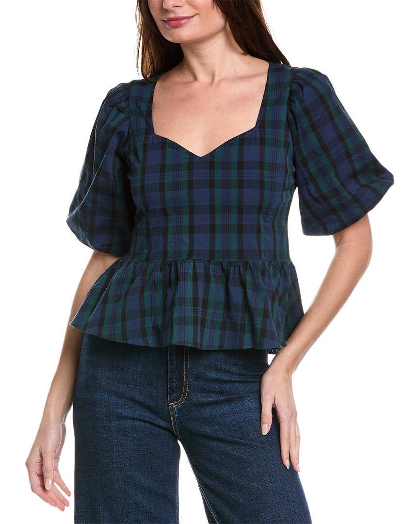 Sail To Sable Puff Sleeve Peplum Top Green