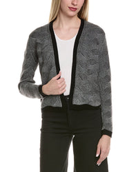 Sofiacashmere Two Tone Brioche Cable Wool & Cashmere-Blend Cardigan