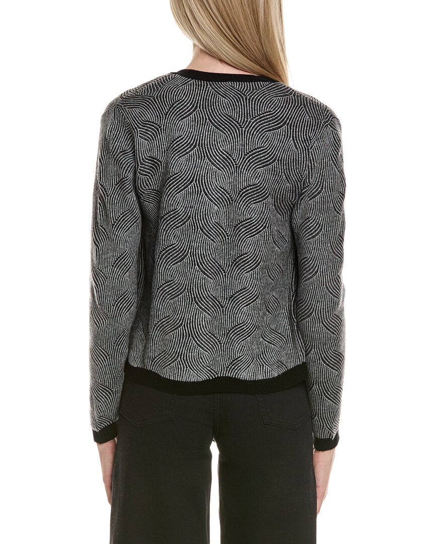 Sofiacashmere Two Tone Brioche Cable Wool & Cashmere-Blend Cardigan