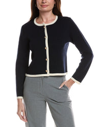 Bruno Magli Tipped Merino Wool Cropped Jacket