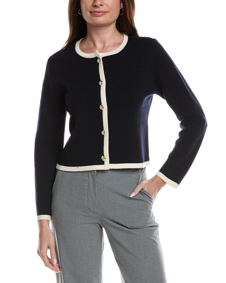 Bruno Magli Tipped Merino Wool Cropped Jacket