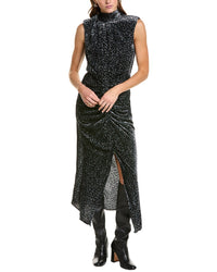 Ramy Brook Lennon Silk-Blend Velvet Midi Dress Black