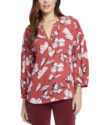 Nydj Paulina Peasant Blouse Multi Regular 00 (XXS)