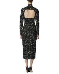 Carolina Herrera Turtleneck Column Silk-Blend Midi Dress