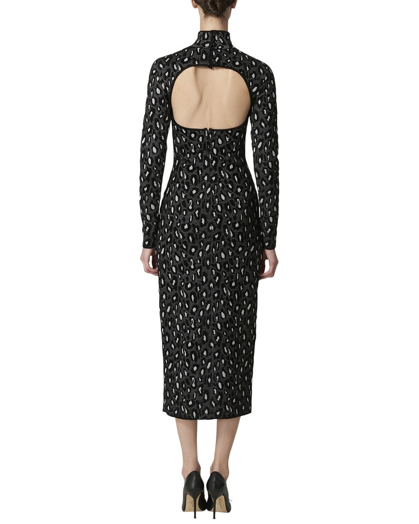 Carolina Herrera Turtleneck Column Silk-Blend Midi Dress