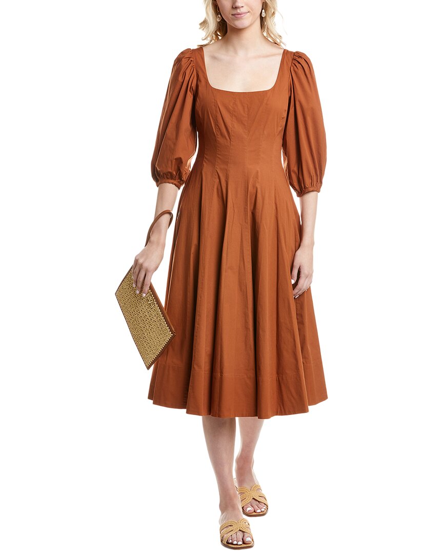 Staud Swells Midi Dress Brown Multi