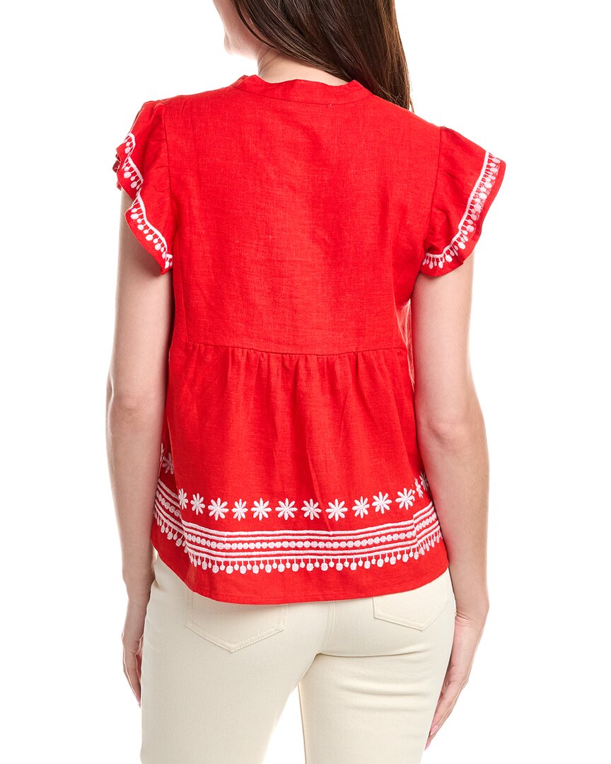 Sail To Sable Ruffle Front Linen-Blend Top