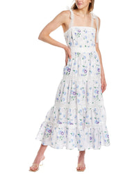 Beulah Tiered Midi Dress Blue