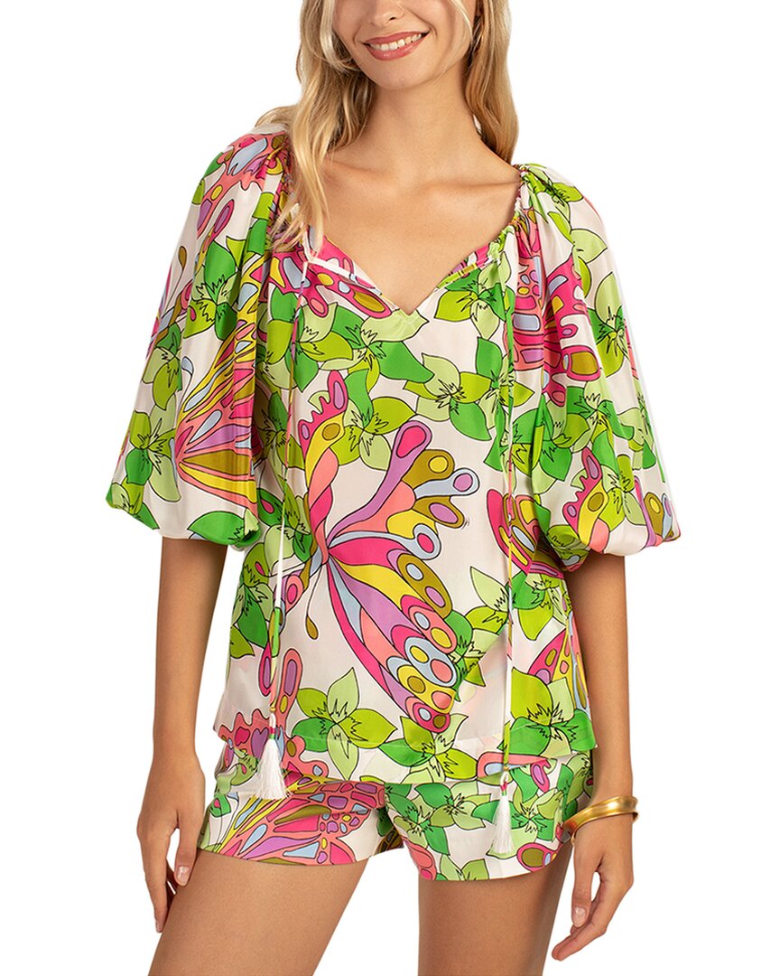 Trina Turk Sandia Silk Top Grey Multi