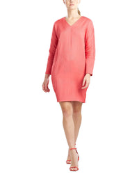 Natori Long Sleeve Scroll Jacquard Dress Coral