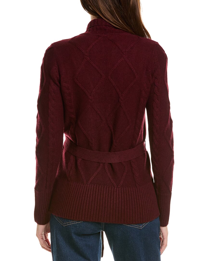 Forte Cashmere Belted Cable Wool & Cashmere-Blend Cardigan