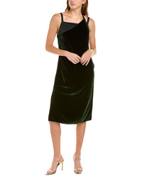 Helmut Lang Velvet Silk-Blend Slip Dress 0 Green
