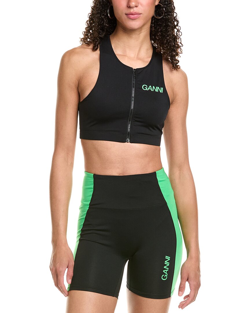 Ganni Active Racerback Zipper Top Black
