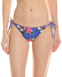 Pq Swim Embroidered Tie Teeny Bikini Bottom Blue Regular 12 (L)