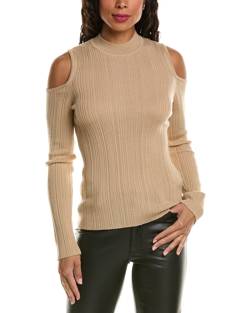 Elie Tahari Cold-Shoulder Wool Sweater