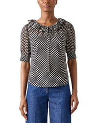 Lk Bennett Coco Woven Top Black