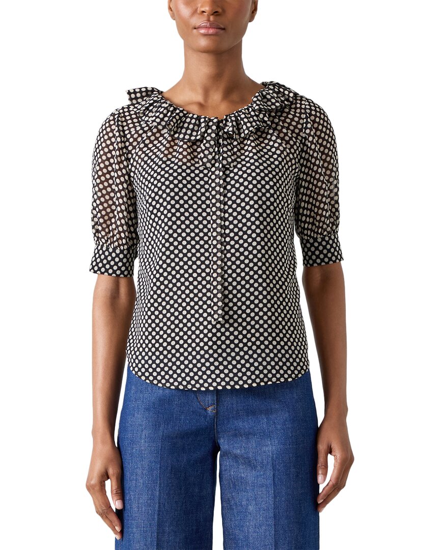 Lk Bennett Coco Woven Top Black