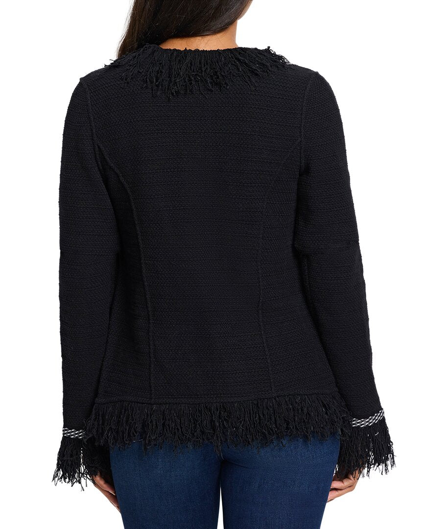 Nic+Zoe Statement Fringe Mix Knit Jacket