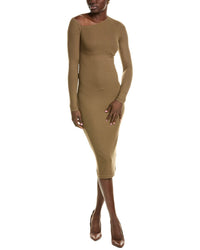 Enza Costa Angled Silk-Blend Midi Dress Green