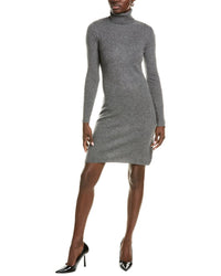 Sofiacashmere Classic Turtleneck Sweaterdress Grey