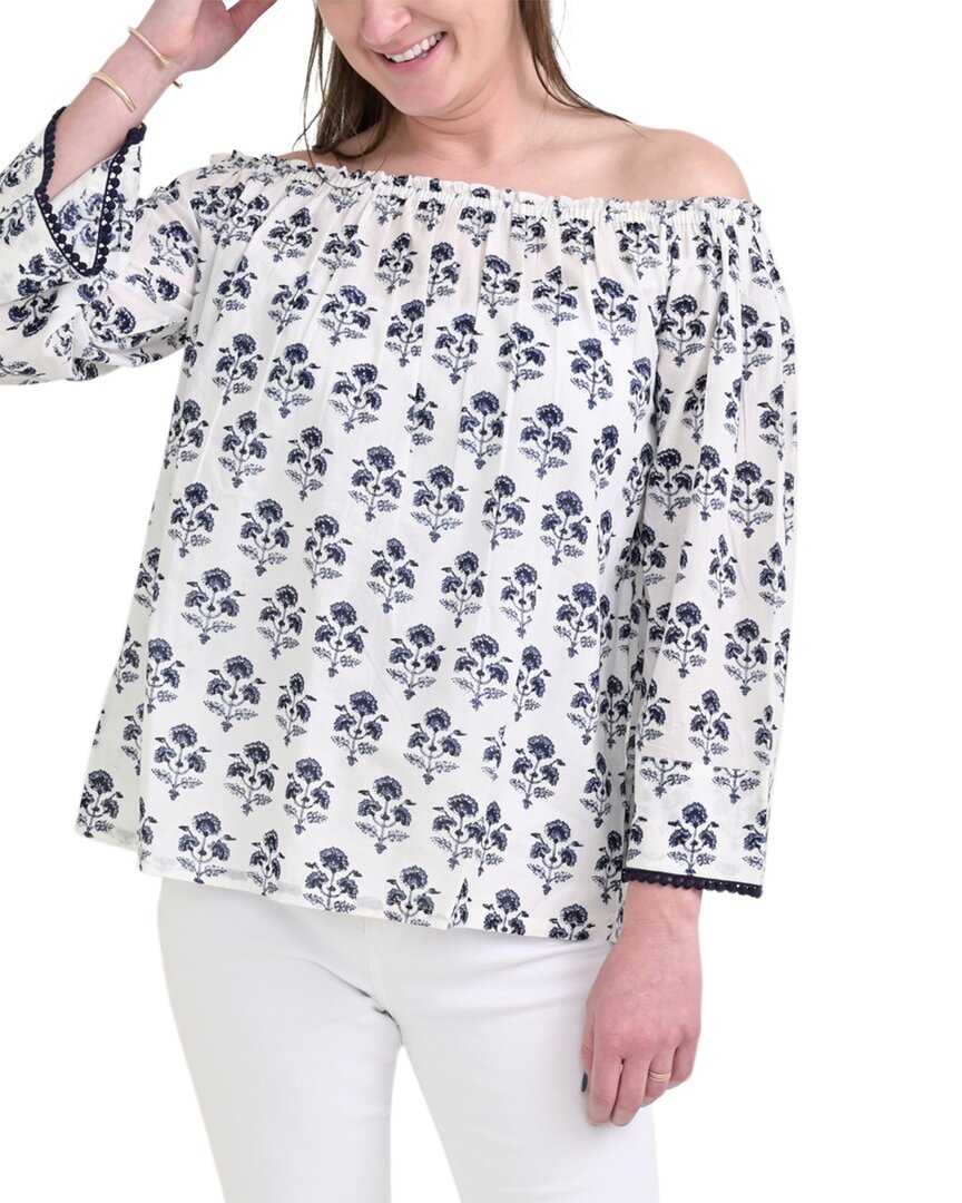 Pomegranate Off The Shoulder Top Blue