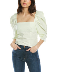 Vince Draped Square Neck Top Green