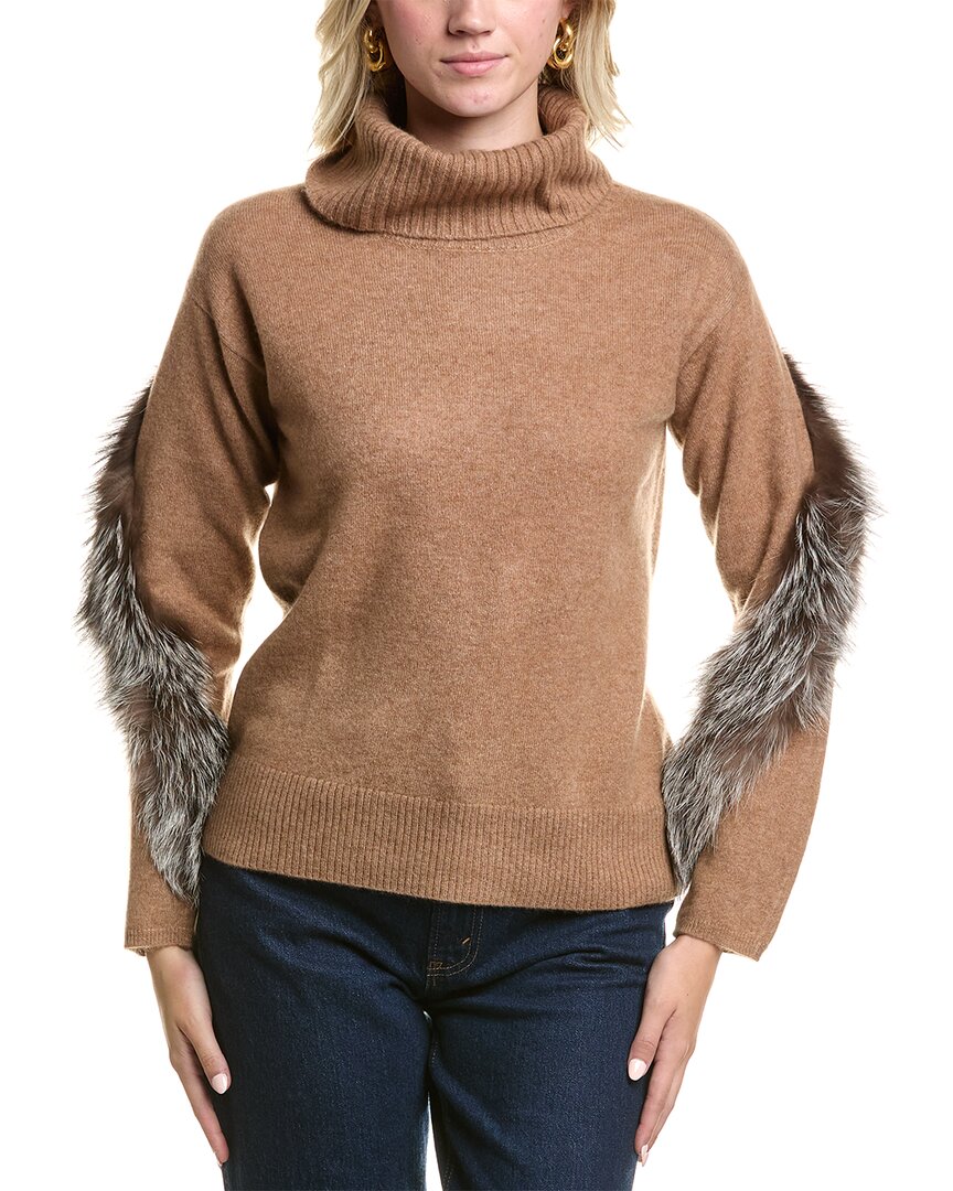 Meir Cowl Cashmere Sweater Brown Multi