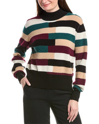 Elie Tahari Balloon Sleeve Mock Neck Cashmere Sweater