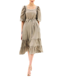 Bgl Silk-Blend Midi Dress Beige