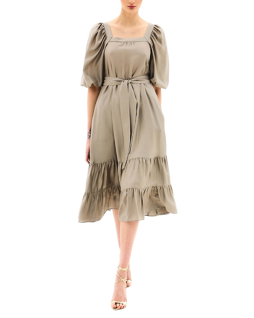 Bgl Silk-Blend Midi Dress Beige