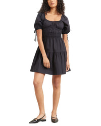 Modern Citizen Mori Smocked-Waist Tiered Mini Dress Black Regular 0 (XS)