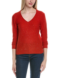 Sofiacashmere Sequin Deep V Wool & Cashmere-Blend Sweater