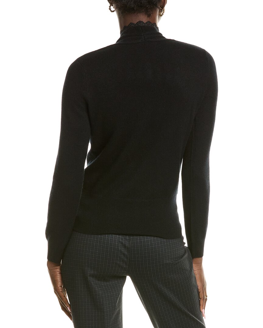 Sofiacashmere Lace Trim Surplice Cashmere Sweater