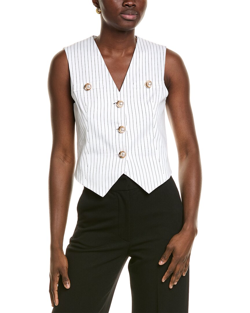 St. John Pinstripe Vest White